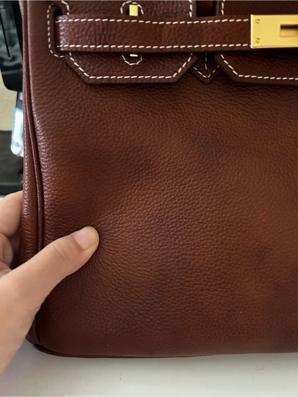 30cm Brown Saddle Leather Top-Handle Satchel